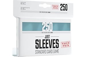 GAMEGENIC Just Sleeves | Value Pack | 250 Card Sleeves | Transparent | Glossy Look | Standard Size 66x92 mm | Color Code: Gray | Board Game | Accessory