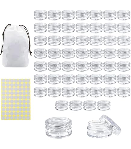 Healthcom 50 Leere Gläser, Diamantform – 5 Ml, Transparent, Mit Deckel – Für Kosmetik, Proben, Schmuck (königsblau