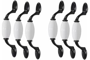 FBSHOP(TM) 6 Stück Zink-Legierung Türknauf Türknopf Möbelgriffe Keramik Küchenschrank Tür zieht weiß-schwarz Schublade Griffe Schrank Kleiderschrank Kommode Türgriff Hardware
