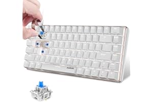 FELICON AK33 Teclado Mecánico para Juegos al 80% con DIY Hot Swappable Blue Switch Retroiluminada LED Blanco 82 Teclas Anti-Fantasma QWERTY Cable USB-C Desmontable Erogomic para PC Portátil Mac-Blanco