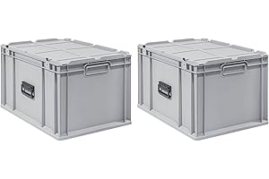 PROREGAL SuperSparSet 2x Eurobox NextGen Portable | HxBxT 33,5x40x60cm | 65 Liter | Eurobehälter, Transportbox, Transportbehälter, Stapelbehälter