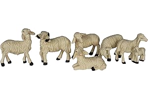 ZICOM Krippenzubehör Tiere Schafset ca. 5cm 6-TLG. Polyresin