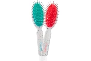 Casalfe Cepillo neumático mini con innovación púas 360º sin aristas - no rompen el pelo, ¡ideal para el bolso! También para niñ@s., 1