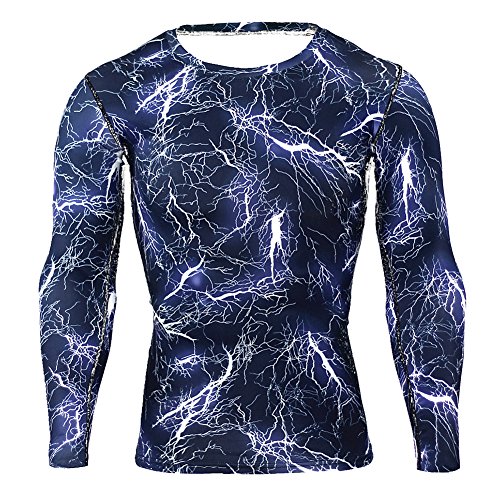 Mxssi Hommes Compression Chemise Longue Manche T-Shirt Fonctionnel Arrêtezvous Thermique Base Couche Aptitude Sport Chemise Sec Gym Fonctionnement Cyclisme Tops Poids léger sous-vêtements M - 3XL