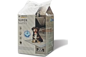Croci Super Nappy - Tappetini Igienici per Cani 60x60 cm 50 pz - Traverse Cani e Animali Domestici, per Pipi Cane e Gatto Ultra Assorbenti Usa e Getta, Antistrappo e Antiodore