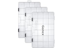 ‎GONEX Gonex Köderboxen Angeln, Tackle Boxes 3/4 Stück, Transparente Kunststoff Angelbox mit Verstellbaren Trennwänden für Angelzubehör, Angelkoffer, 18/24 Gitter