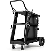VEVOR Welding Cart 3 Levels Welding Station Cart 181 kg Load Capacity 360&deg; Wheels Chains Safety Tanks MIG Welding Cart for Wo