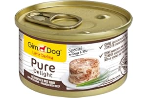 GimDog Pure Delight Pollo con manzo, Snack per cani ricco di proteine con carne tenera in gustosa gelatina, 12 scatolette, 12 x 85 g