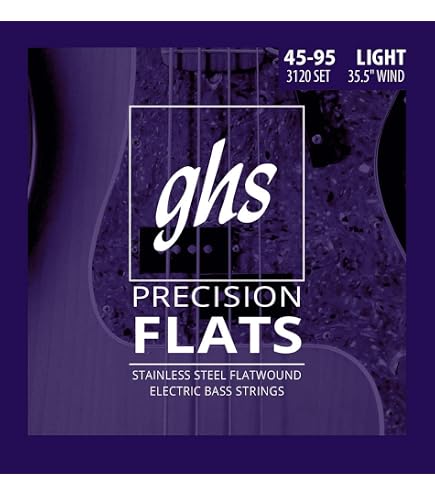 Corde Per Basso GHS Precision Flats 3120 – Medium Scale, Avvolgimento Piatto In Acciaio, Calibro .045-.095
