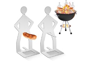 Byffoer 2 stycken rostfritt stål grillkorvhållare, kreativ stående man korv grillstativ, grilltillbehör för gasgrill