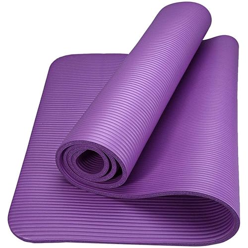 Yoga Mats for Women and Men NBR Material with Carrying Strap, Extra Thick Exercise Mats for Workout Yoga Mat for Women for Workout, Yoga, Fitness, Exercise Mat Anti Slip Yoga Mats (4mm) (Purple)