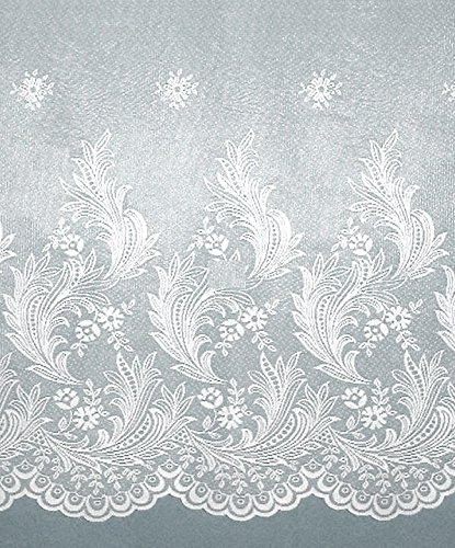 Maßgeschneiderte weiße Jaquard Store Gardine “Chemnitz“, inklusive Kräuselband, Vorhang nach Maß, weiße Gardinen nach Maß, Höhe 90 – 260 cm, Breite 1 –12 Meter (240 x 250 cm /HxB) - 2