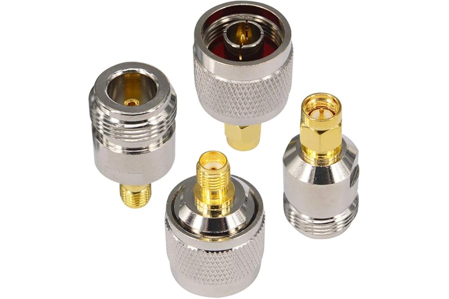 Boobrie SMA to N Type Adapter Kit 4PCS 4G Antenna Adapter SMA Female/Male to N Male/Female Connector Signal Booster Connector N Type for CB Radio WiFi Antenna Wirelesse WiFi Router