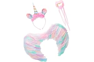 Jeackcelle Engels flügel Kostüm,Engel Kostüme Federn für Kinder Erwachsene mit Heiligenschein für Halloween Karneval Cosplay Party Fasching (Small（45 * 35cm）, Rosa)