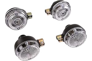 MZA-Fahrzeugelektrik Set: 4 Blinker rund in Schwarz mit weißem Glas - Simson S50, S51, S70, SR50, SR80, MZ ETZ, TS