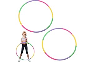 WODEHAHAGOU 2PCS Collapsible Kids Hula Hoop - Adjustable Hoola Hoops Ring for Dancing, Swimming, Pet Training