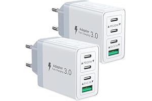 2er Pack USB C Ladegerät, Aioneus 40W 4Port Stecker USBC Adapter Mehrfach Typ C Handy Netzteil für iPhone 16 15 Pro Max Plus XR SE iPad, Samsung Schnellladegerät USB-C Ladestecker Ladeadapter Charger