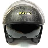 Citycoco Motosiklet Yarım Kask , Grafiti desenli, &Ccedil;ift Viz&ouml;rl&uuml;, Vintage Stil, Terletme Yapmaz Pedler-M Beden