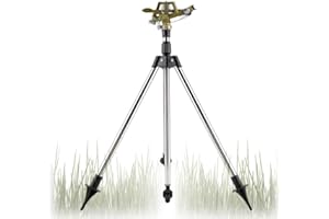 Bewässerungs Set Teleskop Stativ Edelstahl Sprinkler grün Impulsregner Kreisregner 360° verstellbar Zink Bewässerung Sprüher drehbar Bewässerungsgerät für Garten Rasen