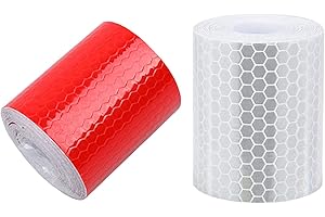 YiYFiT Ruban adhésif réfléchissant, 2 rubans adhésifs de sécurité autocollants d'avertissement 5cm * 3M,ruban adhésif haute visibilité (rouge et blanc) pour bicyclettes,vêtements,casques,véhicules