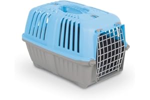 AIMÉ AIME Caisse de transport PRATIKO pour Chien et Chat en Plastique, 48 X 31 X32 CM, Porte en métal, Coloris Aléatoire