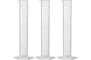 Recogwood 3Pcs 50ml Plastic Graduated Cylinder, Measuring Cylinder Science Test Tube, Clear Hex Base Flask for Kitchen Lab Home