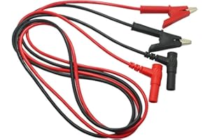 JZK 2 pinzas de cocodrilo de 1 m, 1000 V, 10 A, cables de prueba eléctricos, cables de prueba de multímetro, conector banana de 4 mm a cable de pinza de cocodrilo, color negro y rojo