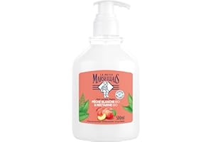 Le Petit Marseillais - Gel Lavant Mains Pêche Blanche BIO & Nectarine BIO (flacon-pompe de 500 ml) – Savon liquide avec 92 % d'ingrédients d'origine naturelle – pH neutre pour la peau