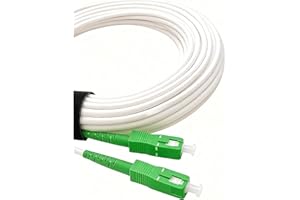 Elfcam® -10m Câble/Rallonge Fibre Optique (Orange SFR Bouygues) - Jarretière Simplex Monomode SC-APC à SC-APC - Blindage et Connecteur Renforcée - Perte Très Fiable - Blanc, 10M