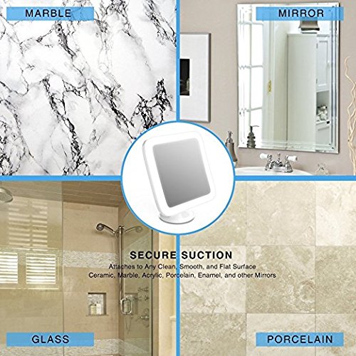 Jerrybox Beleuchteter Kosmetikspiegel 7-Fach Vergrößerungsspiegel mit Beleuchtung LED Schminkspiegel 360° Rotation Make Up Spiegel, Zusammenklappbar, Batteriebetrieb, Eckig, GRATIS Taschenspiegel (1X/5X Vergrößerung) - 5