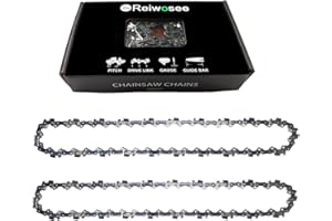 REIWOSEE Cadenas de Motosierra para recargable mini motosierra 8 Pulgadas 2 pcs, Paso de la Cadena 1/4" Calibre de la cadena 0.043” (1.1 mm) Número de eslabones 48DL Motosierra longitud de la espada 20 cm
