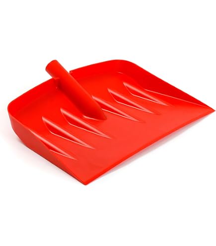 Shark Snow Shovel With Teeth - 2-in-1 Ice And Snow Shovel For Driveways & Walkways - 18 Inch Red Handle