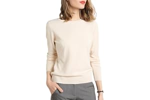 BIUBIULOVE FA Cashmere Crew Neck Sweater, Cashmere Sweaters for Women, Cashmere Long Sleeve Crew Neck Soft Warm Pullover Knit Jumpers