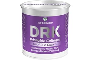 Vonderweid - DRK CAPELLI UNGHIE | Collagene Marino Idrolizzato con Biotina + Rame Gluconato + MSM + Equiseto + Rosa Canina + Vit.E | Integratore Collagene in Polvere per Capelli e Unghie | 160g
