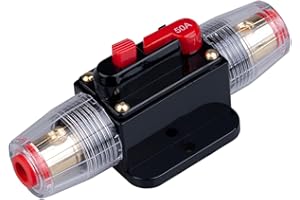 KEPLE 50 AMP Circuit Breaker 50A Inline Fuse Holder Inverter Block DC 12V-24V Volt Manual Reset for Car Automotive Marine Boat Audio Solar System Protection