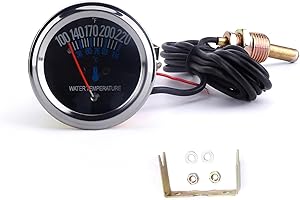 DYNO RACING 2'' 52mm Pointer Mechanical Water Temp Gauge Temperature Meter Degrees Fahrenheit F with Sensor NPT1/2