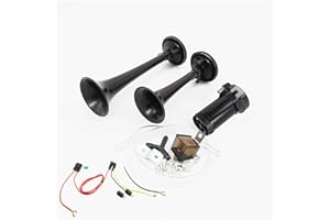 YIYDA Bocina de aire car horns 135db trompa doble bocina para camión con alto y bajo tonos bocina de coche de compresor para cualquier camión de 12 V camión SUV barco etc（Negro）