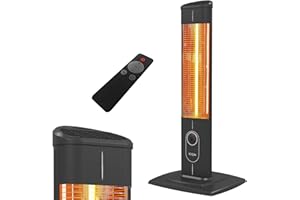 ICQN Chauffage avec le support stable et avec télécommande de 2500 watts | Chauffage à infrarouge pour usage intérieur et extérieur | Certificat IP20