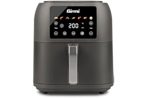 Girmi FG92 Ecofrit Deep Friggitrice ad Aria Capacità XXL 8 Litri, 1700W, BPA/PFOA Safe, Contenitore antiaderente, Display digitale con 7 programmi, Tasto di sicurezza, Ricettario Incluso, Grigio Opaco