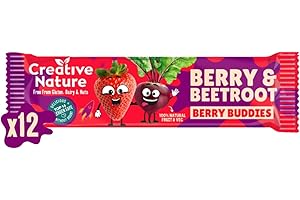 Creative Nature Snack Bars | Berry & Beetroot Flavour | Gluten Free | Oat and Fruit | Healthy Kids Snack Bar, Lunchbox Snacks | Top 14 Allergen Free |12 Bars x 25g