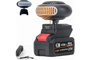 DEWPPXI Auto Heizung mit Akku, Mini Akku Heizlüfter mit Kippschutz, Wiederaufladbare Heizung mit USB-Anschluss für Camping, Zelt, Dreirad, Büro, Auto, Golfwagen, Autoscheibenheizung (1set)