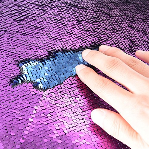 TRLYC Blue and Purple Pink Reversible Mermaid Glitter Sequin Backdrop Sequin Photo Booth Background-10ftx20ft