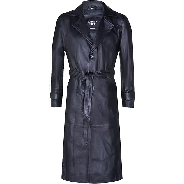 Chaqueta De Cuero Larga Para Hombre Estilo Militar Alemán – Doble Botonadura, Cuero Nappa Suave, Corte Entallado Y Clásico Atemporal