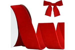 RIBBOOO Red Samt Band 4cm x 10yds, Vintage Samt Bänder für Weihnachten, Kranz Bögen Dekoration Handwerk Geschenkverpackung, Valentinstag Bouquet Verpackung