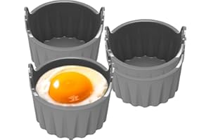 AEROGLO 4pcs Ramekins for Air Fryer,Air Fryer Egg Moulds,Reusable Air Fryer Egg Poacher,Egg Bites Molds Maker,Silicone Cupcake Muffin Cases for Air Fryer,Oven Microwave(Grey)