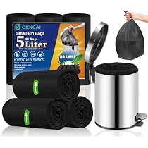 Piccoli sacchetti per la spazzatura da 3 litri, biodegradabili, mini compostabili e resistenti, per il bagno, per casa, ufficio, cucina, adatti per 5 litri e 5 litri, colore bianco
