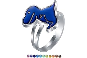 GAUEIOUR Mood Rings, Adjustable Dinosaur Color Changing Ring, Cartoon Dinosaur Alloy Ring, Temperature Changing Emotional Opening Jewelry, Jewelry Gifts for Boys and Girls
