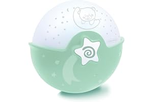 Infantino Lumière Apaisante et Projecteur – Veilleuse à Clipser avec Design Grow-With-Me, Projecteur de Nuit Étoilée et Lampe de Table avec Mélodies et Capteurs Sonores Intégrés, Sauge