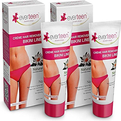 Everteen Bikini Line Hair Remover Creme Pack of 2 for bikini line and underarms 50 Grams each