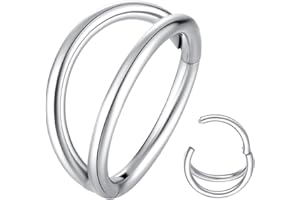 Popuhoops Double Hoop Nasenring 18G 16G 316L Chirurgenstahl Knorpel Ohrring Septum Schmuck Nahtlose scharnierende Clicker Segment Ring Conch Daith Tragus Helix Rook Piercing Lippenring